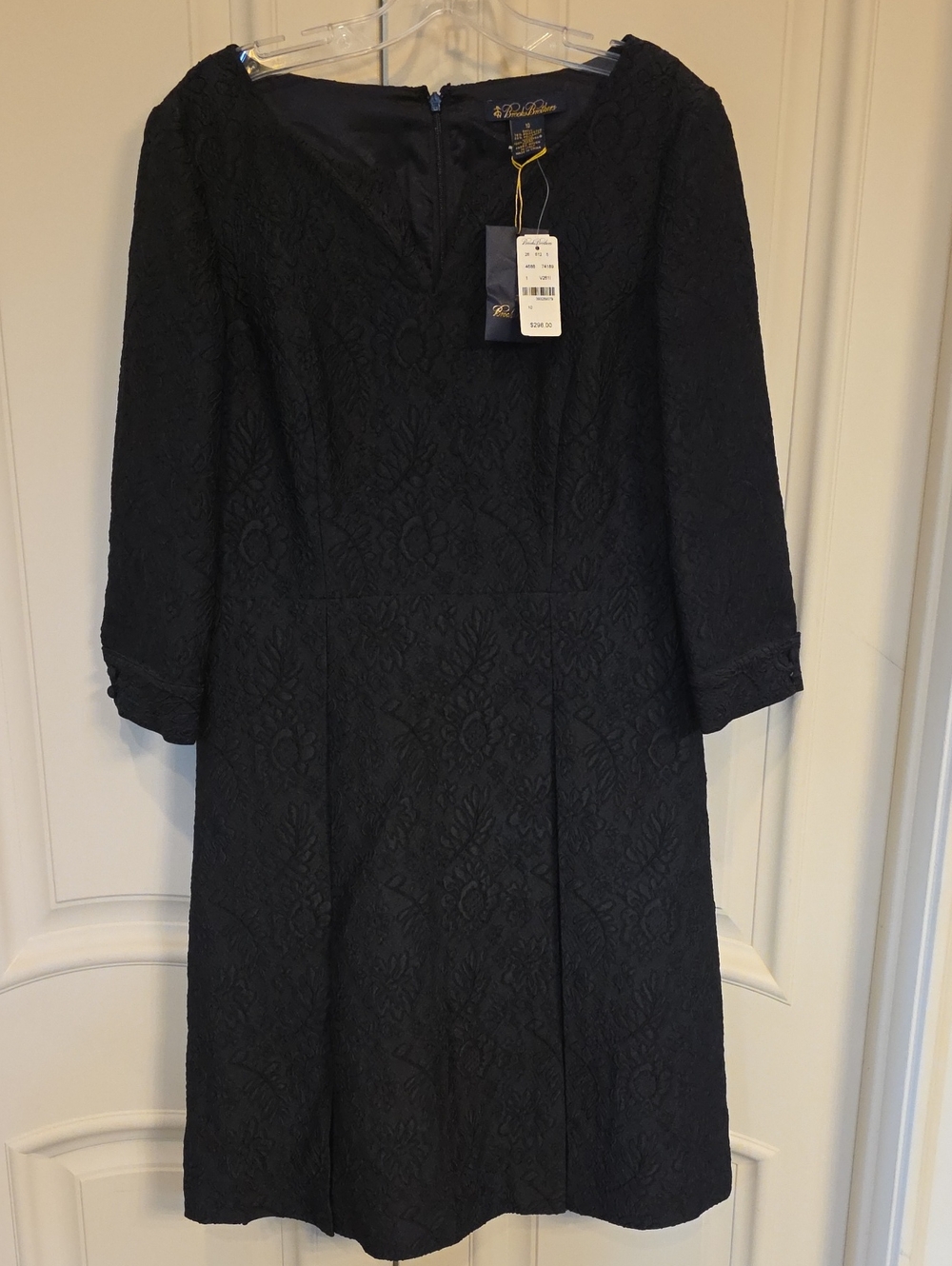 Brooks Brothers Black Textured Midi A-Line Dress